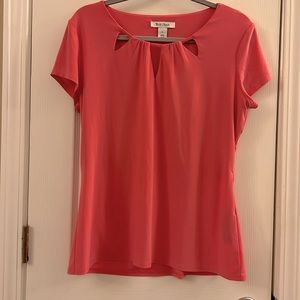 Coral White House Black Market short sleeve blouse. Gently worn